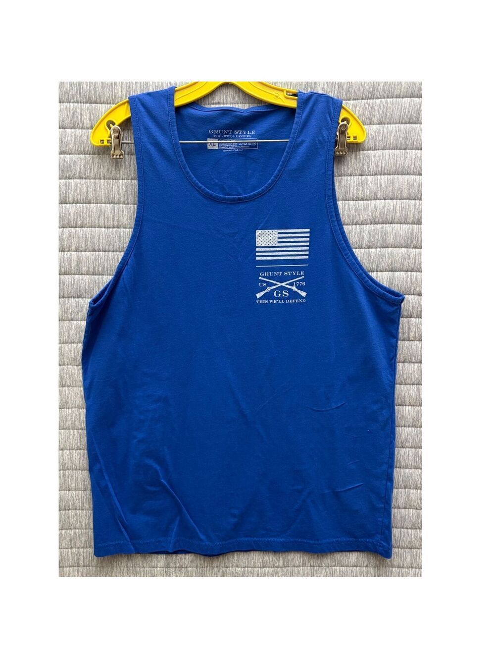 Grunt Style Men's XL Blue Tank Top Skull and Flag